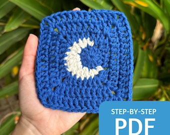 Moon Granny Square Crochet Pattern, Beginner Friendly (PDF Download)