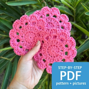 Flower Crochet Coaster Pattern, Beginner Friendly (PDF Download)