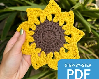 Sunflower Crochet Coaster Pattern, Beginner Friendly (PDF Pattern)