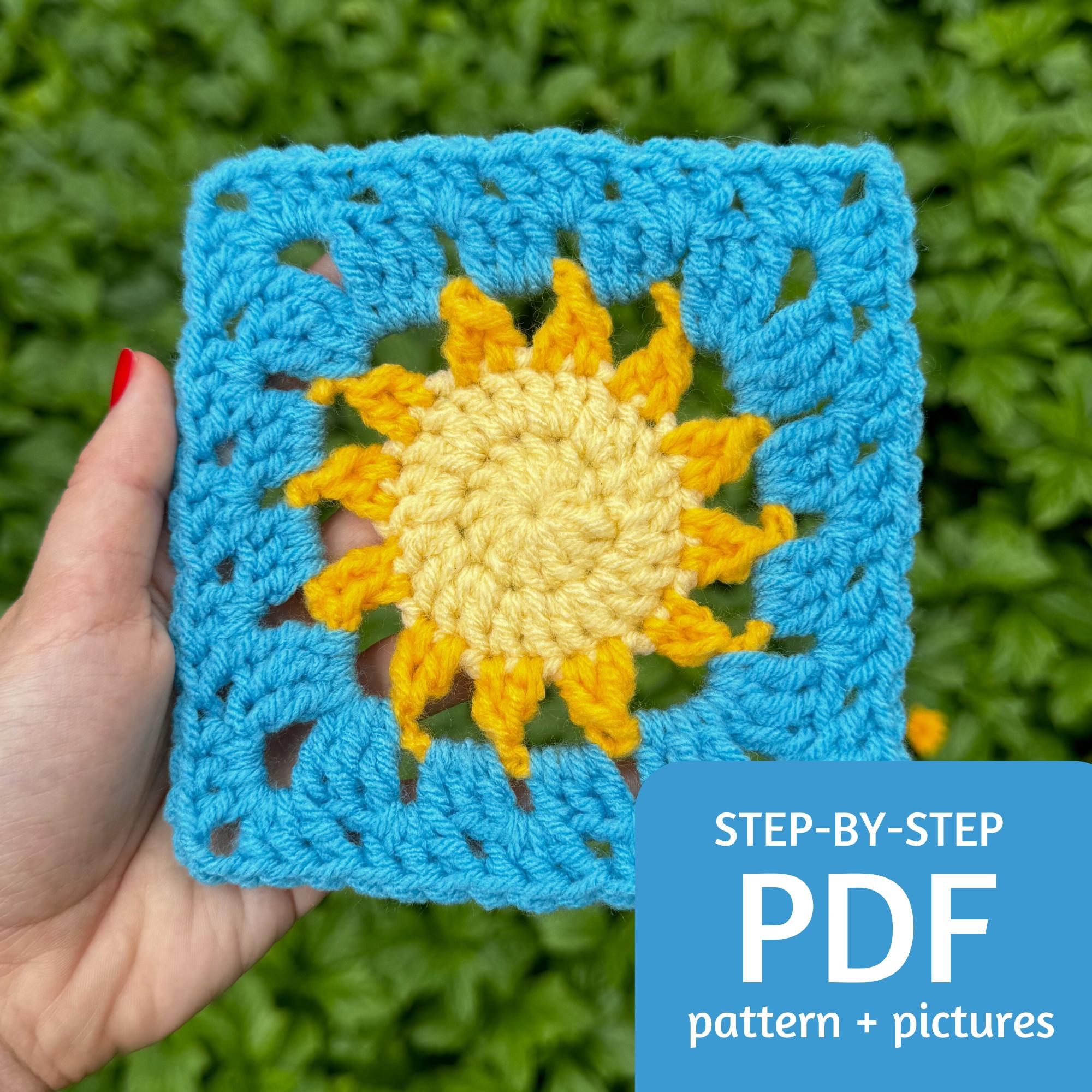The Original Crochet Sun Granny Square Pattern PDF, Easy to Follow Crochet Pattern with Pictures, Easy Crochet Pattern, Summer Crochet