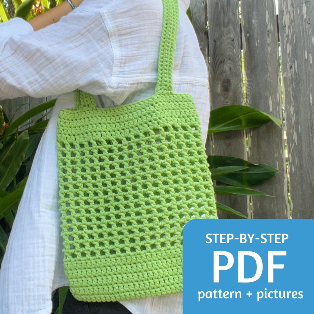 Crochet Netted Market Tote Bag Pattern, Beginner Friendly (PDF Pattern ...