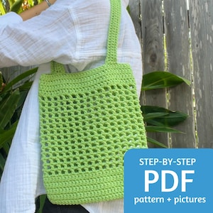 Crochet Netted Market Tote Bag Pattern, Beginner Friendly (PDF Pattern)