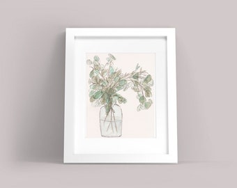 Botanical Print // Eucalyptus Sprigs- Watercolor Giclée// Art // PRINT ONLY