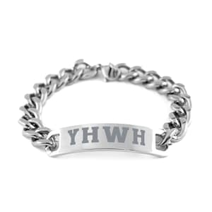 Yhwh-armband • Hebreeuwse armband • Israëlitische armband • Lasergegraveerde roestvrijstalen Cubaanse schakelarmband