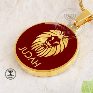 Löwe von Jejuda Halskette - Hebräischer israelitischer Anhänger, Stammes von Jejuda Glaube Schmuck, Gold / Schwarz spirituelles Geschenk