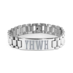 Yhwh-armband • Hebreeuwse armband • Israëlitische armband • Lasergegraveerde roestvrijstalen ladderarmband