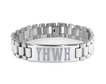 Yhwhブレスレット • ヘブライブレスレット • イスラエルブレスレット • レーザー刻印ステンレススチールラダーブレスレット