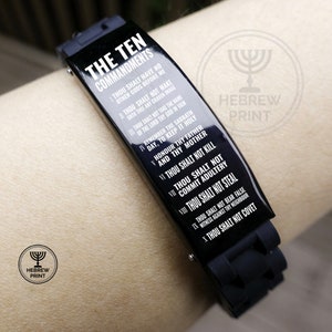 Ten Commandments Bracelet, Bible Verse Bracelet, Hebrew Israelite Bracelet - Silicone Bracelet