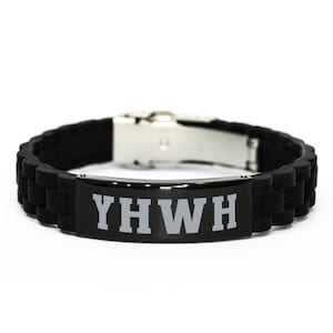 JHWH-armband • Hebreeuwse armband • Israëlitische armband • Lasergegraveerde roestvrijstalen siliconen armband