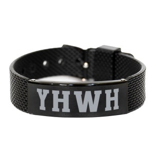 Yhwh-armband • Hebreeuwse armband • Israëlitische armband • Lasergegraveerde roestvrijstalen armband met haaiengaas