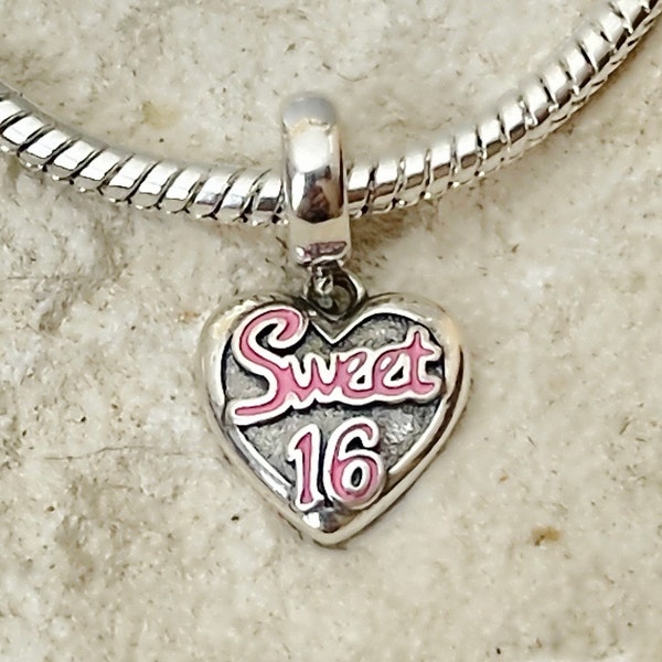 Sweet Sixteen 16 Charm, Charm for Charm Bracelet, Sweet Sixteen 16 Jewelry, Happy Birthday Charm, Happy Birthday Jewelry