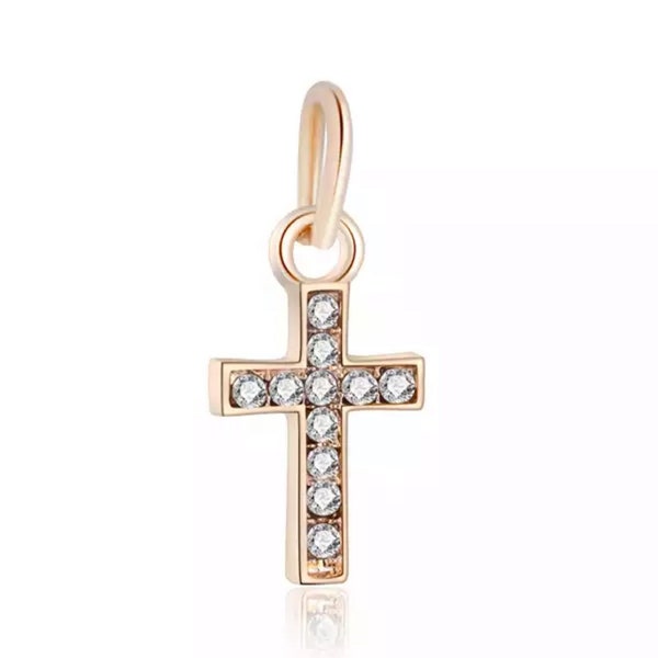 Cross Charm, Crystal Rhinestone Zircon Dangle Dangler, Faith Charm, Religious Charm, Christian Charm, Cross Jewelry, Faith Jewelry