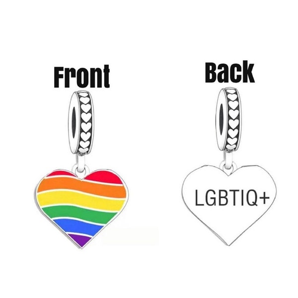 LGBTQI Charm, Gay Rainbow Dangle Dangler Charm, Charm for Charm Bracelet, S925 Silver, Rainbow Jewelry, Rainbow Charm
