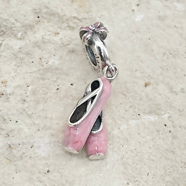 Ballet Charm, Ballet Jewelry, Ballet Shoes Pink Charm, Charm for Charm Bracelet, Ballerina, Dance, Music, S925 Silver, Gift for Her