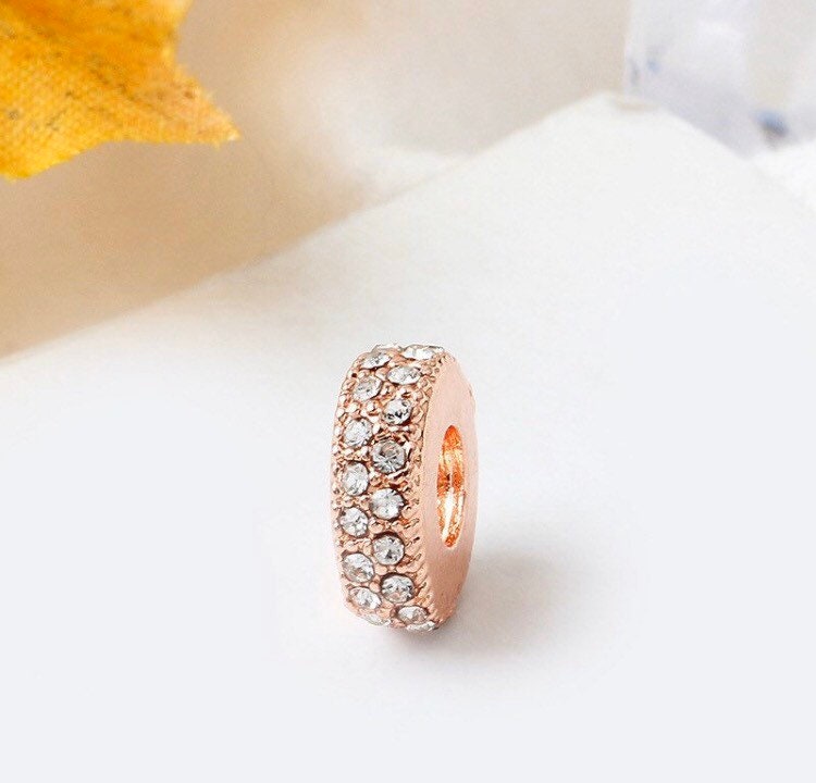 Rose Gold Rhinestones Spacer Bead 
