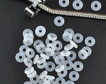 100 Pieces Rubber Stoppers  Beads Charm European Bracelets Compatible for Clip