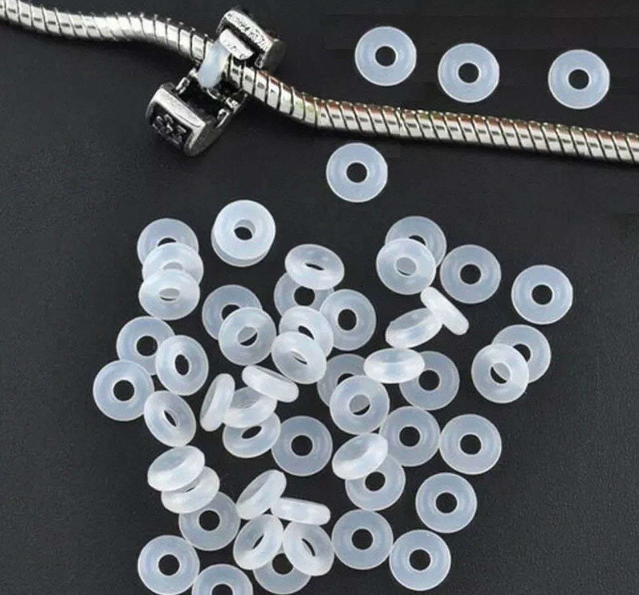 Silicone Pandora Charm Beads Spacers Bracelet Clip Lock Stopper Snake Chain  Necklace Antiskid Locating Ring for Jewelry Making