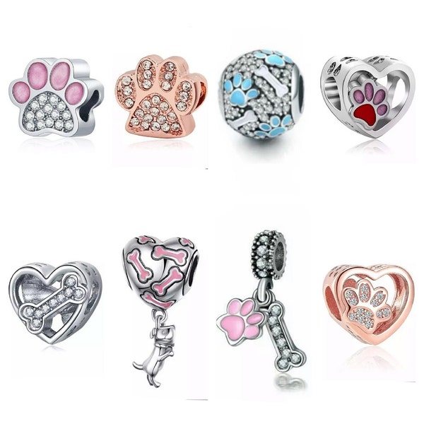 Pet Cat Dog Bone Dangler Charms, Charm Bead for Charm Bracelet, Paw Charm, Paw Jewelry,