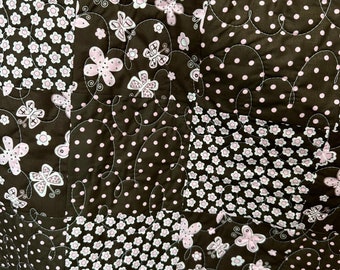 Brown and Pink Baby Girl Patchwork Quilt