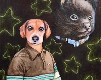 CUSTOM  pet portrait Colored pencils pet portrait Hand drawn artwork Pet illustration Commission art all breed dog and cat drawing.