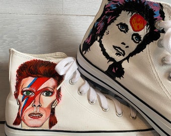 Adult famous people/musicians hand painted high/low top trainers