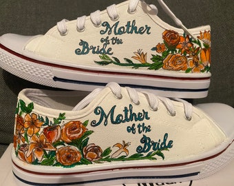 Adult hand painted  wedding high/low top trainers