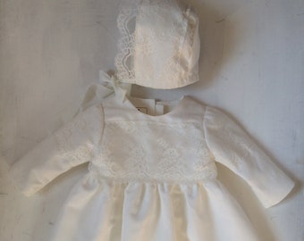 vestito battesimo bimba pizzo bianco cerimonia bianco larghezza regolabile FLORA