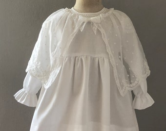 vestito battesimo stile vittoriano pizzo cotone bianco bambina primavera estate ESTELLE