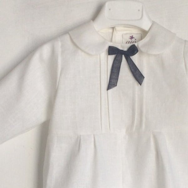 fine cotton baptism romper boy spring summer christening NOA