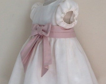 baptism dress girl handmade in Italy silk linen cotton ELISA