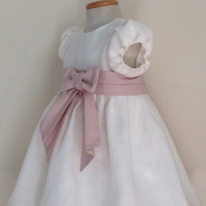 baptism dress girl handmade in Italy silk linen cotton ELISA zdjęcie 1