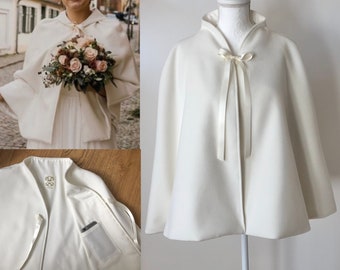 Hochzeit Braut Cape mit Handy Tasche Bolero Kleid Jacke Mantel Winter Frühling CHLOE