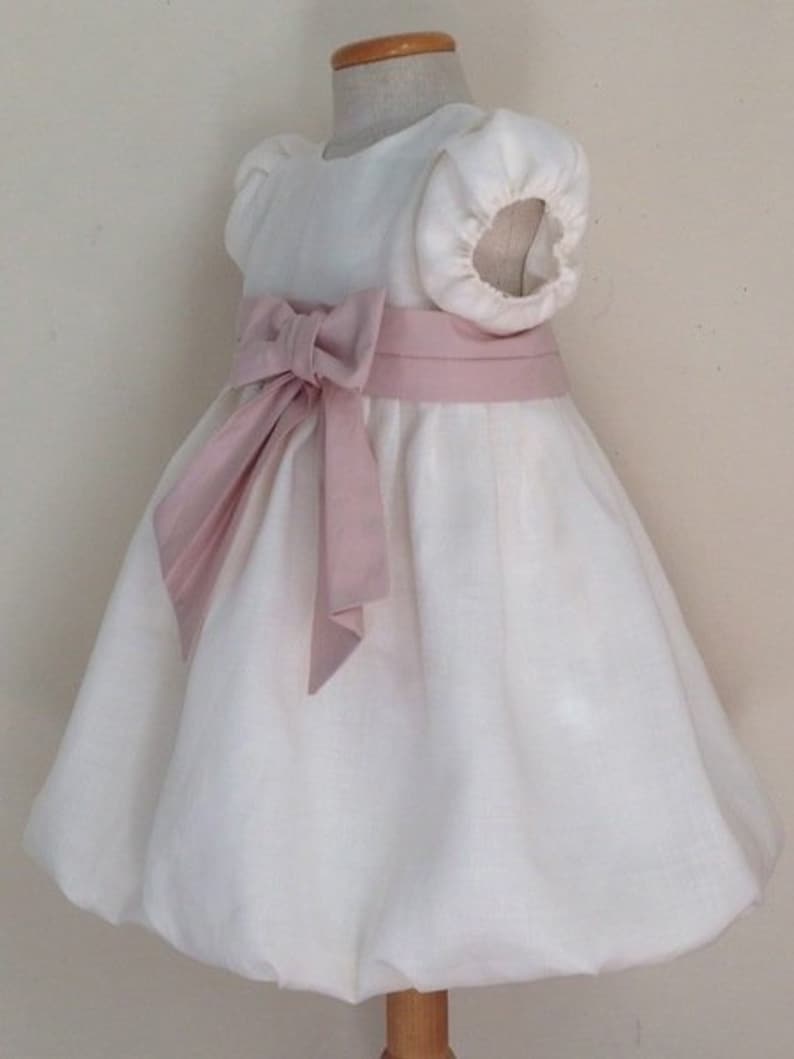 baptism dress girl handmade in Italy silk linen cotton ELISA zdjęcie 1