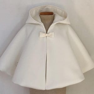 soft warm velvet cape jacket ivory coat baby girl baptism ceremony NINA