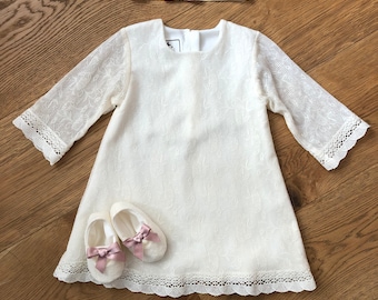 romantic baptism communion ceremony dress lace cotton handmade in Italy FRIDA