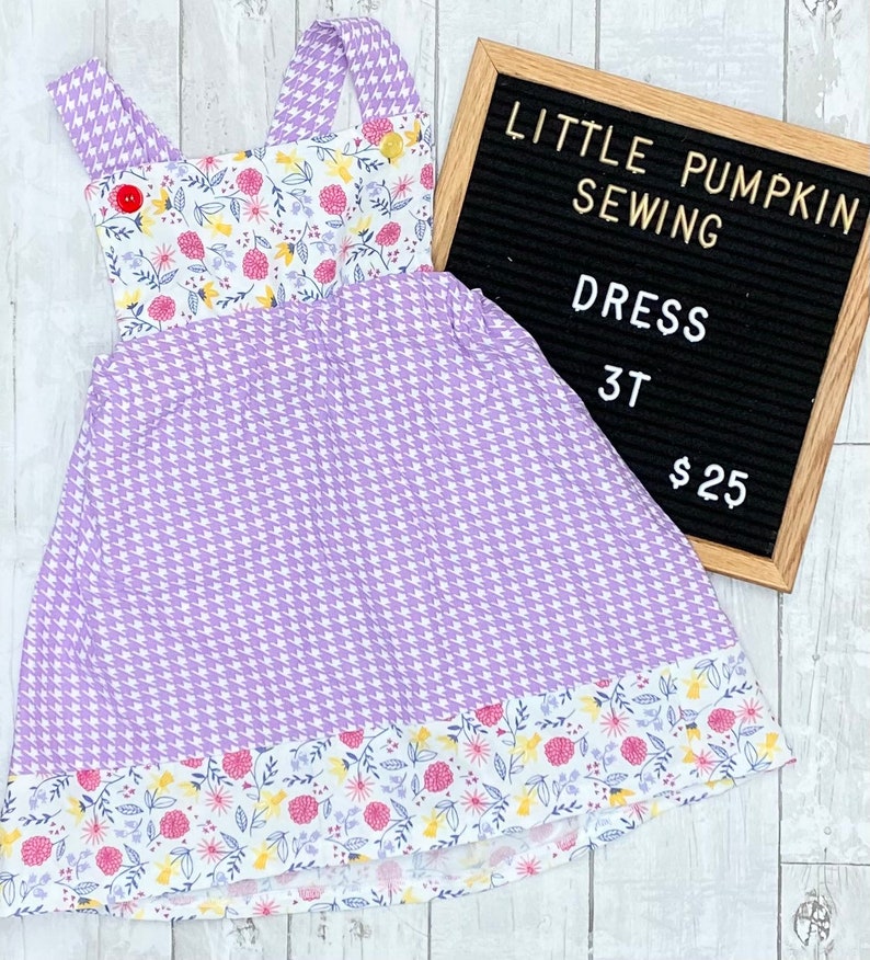 Purple and Floral pinafore dress 3T