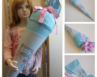 Endlich Schulkind! Stoff-Schultüte für Mädchen mit Meerjungfrau