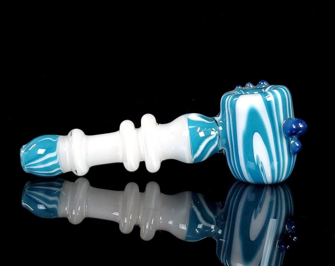 UV blacklight Reactive Unique Glass Hammer Pipe Collab With Sharkbait