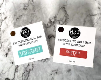 Exfoliating Soap Bar | Mint Pumice and Coffee exfoliating soap bar - Great for Heals and rough spots.