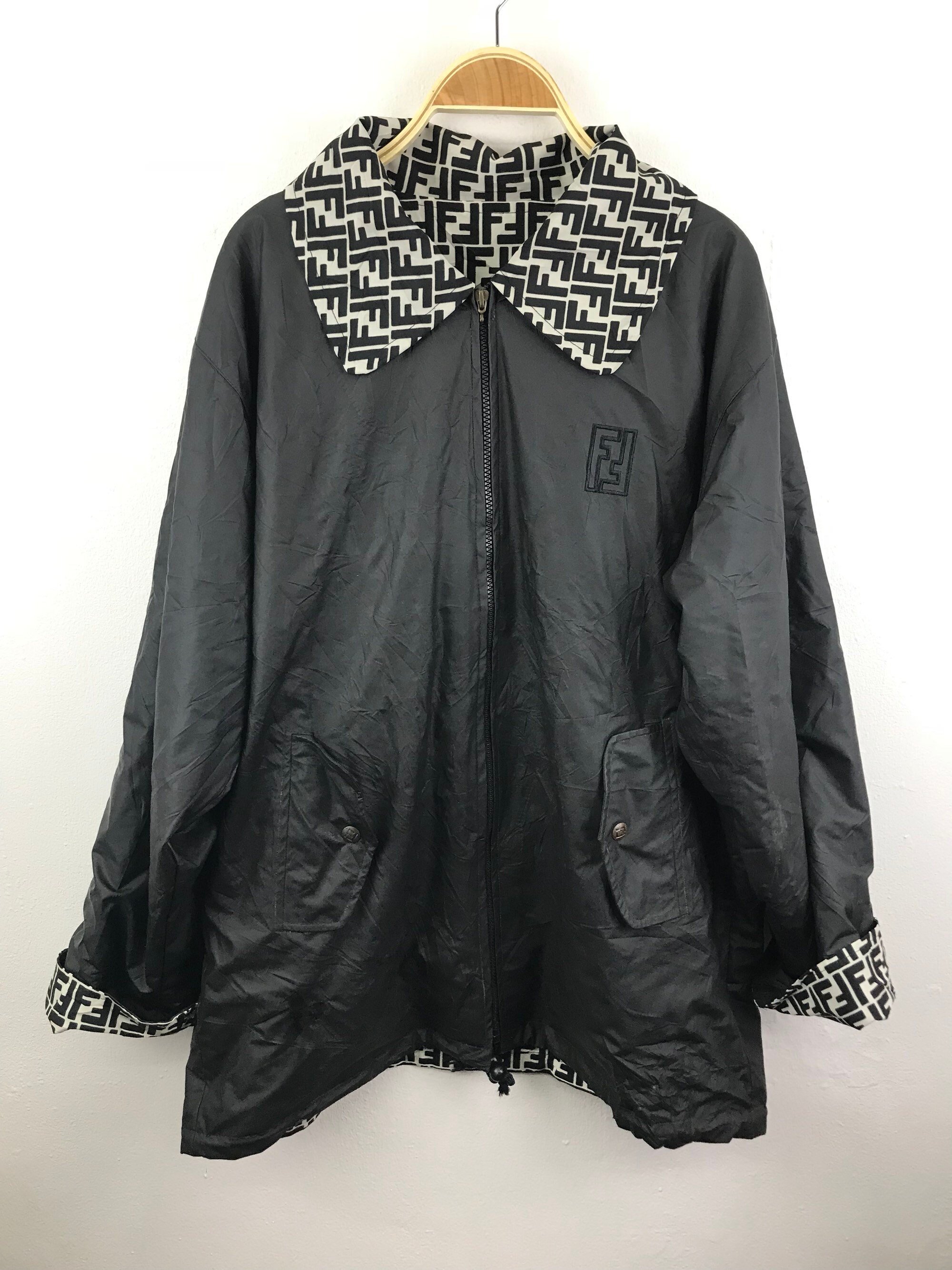 Fendi Spellout Embroidery Big Logo Monogram Lining Jacket - Etsy