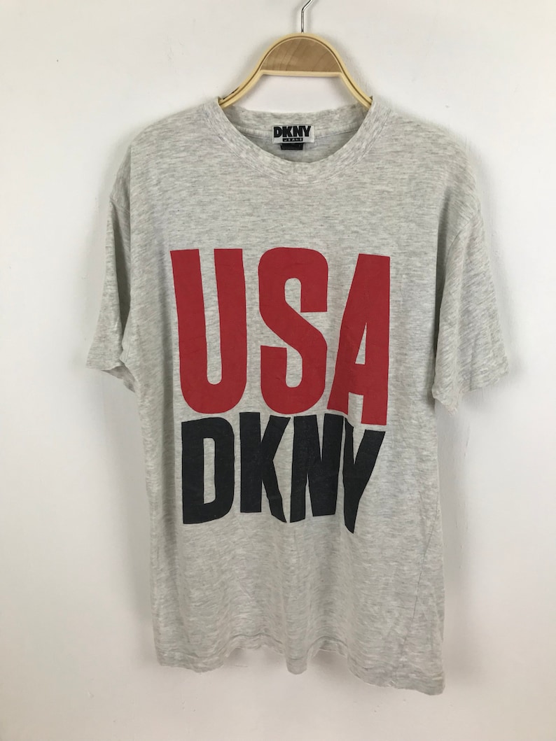 DKNY Usa Spellout Big Logo Shirt Medium Size