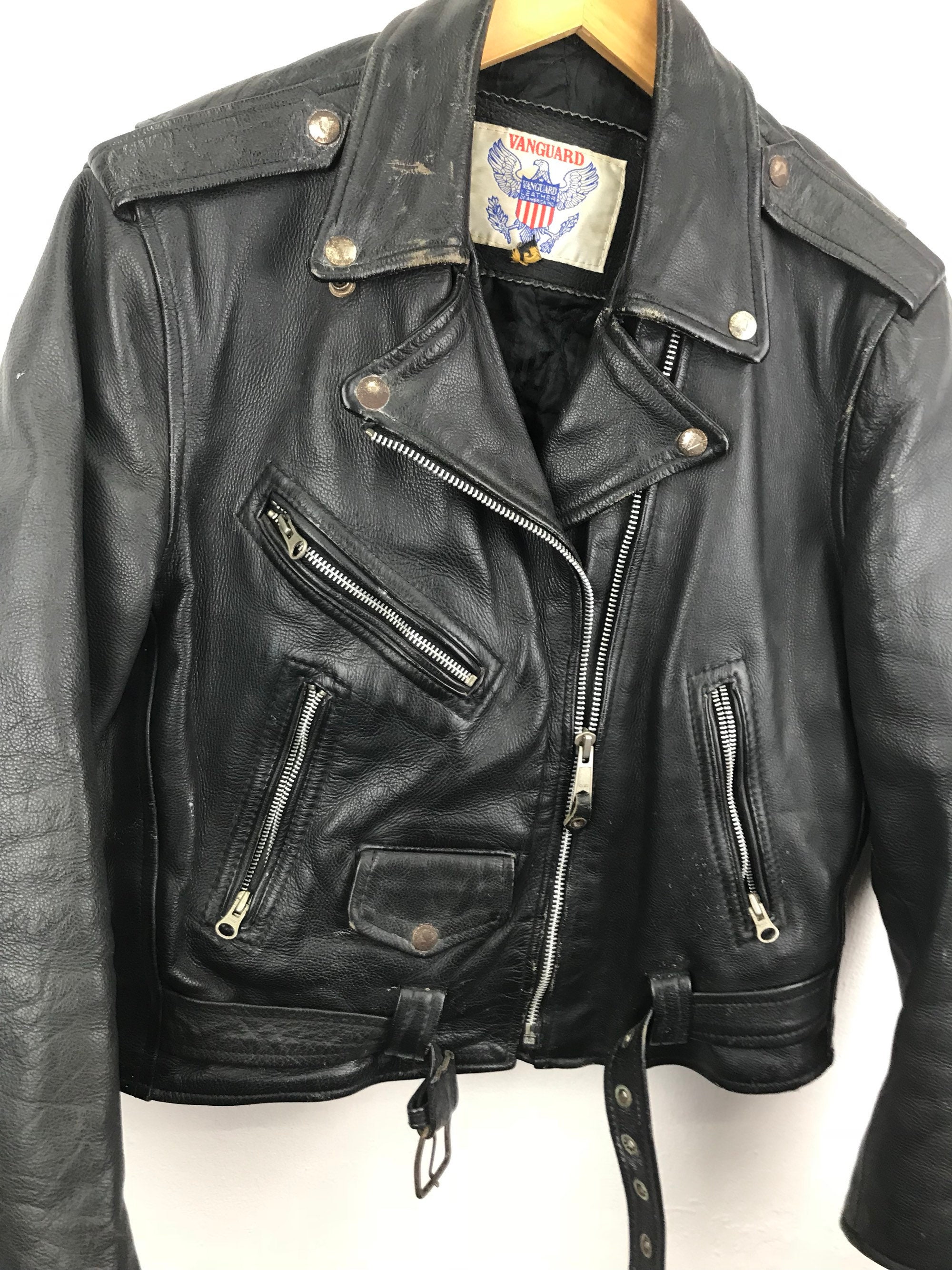 Vanguard Leather Biker Jacket Men/black Leather/biker/moto/insulated