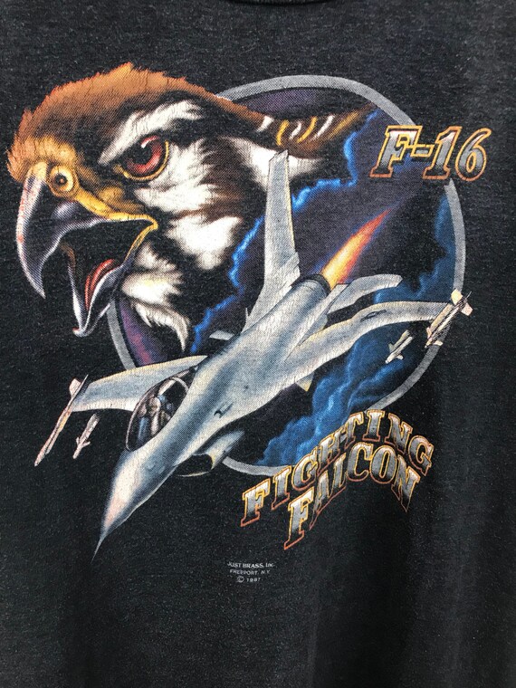 Vintage 3D F-16 Fighting Falcon Just Brass Shirt - image 2