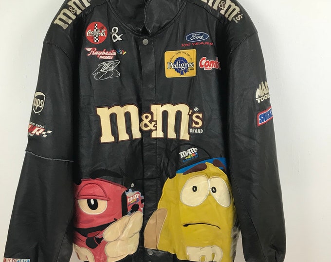 Jeff Hamilton Nascar M&M Racing Team Jacket Size 4XL Leather Jacket Etsy