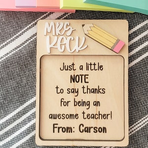 Personalized Teacher Sticky Notes Holder Wood | Teacher Appreciation Gifts | Personalized Student Note | Custom Educator Gift |