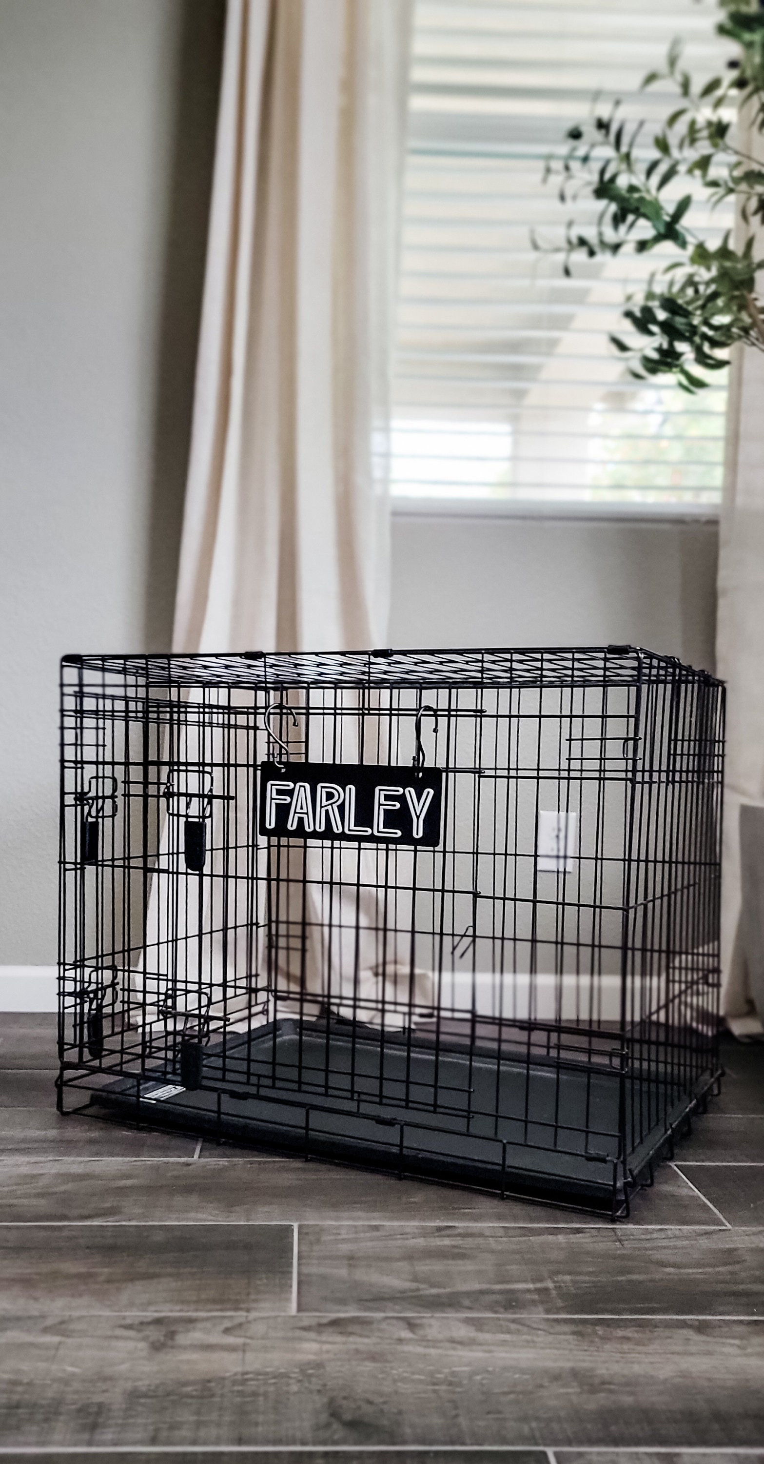 Personalized Modern Crate Name Tag for Pet | Custom Crate Sign ...