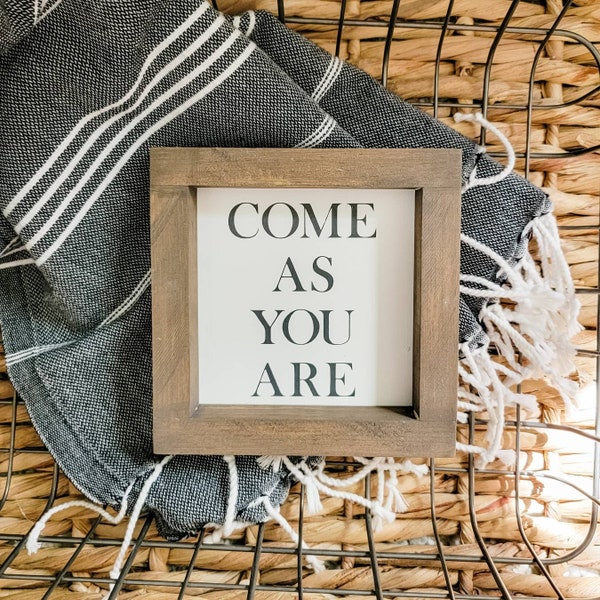 Come As You Are Framed Sign | Song Lyric Sign | Entryway Sign | Grunge Music Art | Be Kind | Inclusive Decor | 90s Music Lyrics | Music Gift