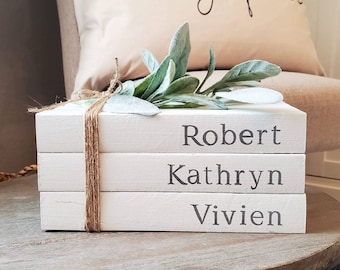 Personalized Family Books | Customized Gifts For Growing Family | White Bookshelf Decor | Neutral Home Decor | Minimalist Decor Custom Gifts