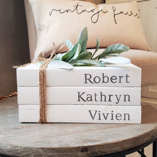 Personalized Family Books | Customized Gifts For Growing Family | White Bookshelf Decor | Neutral Home Decor | Minimalist Decor Custom Gifts