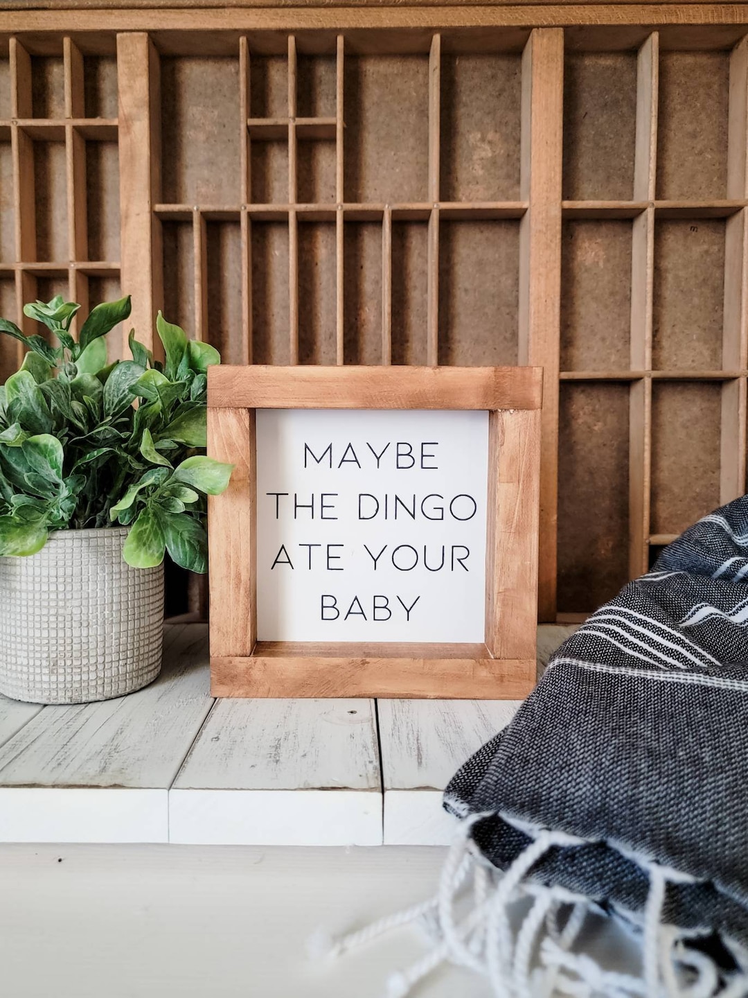 Maybe the Dingo Ate Your Baby Sign Bathroom Decor Framed Sign Funny